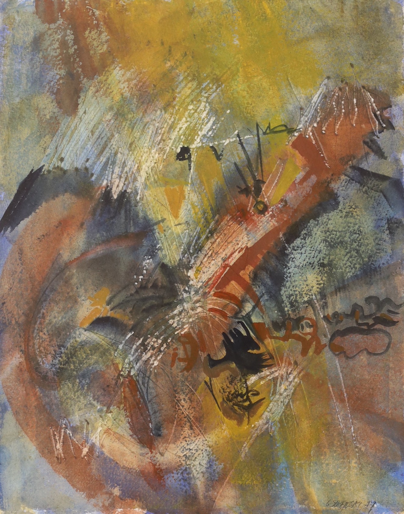 G. Sepekski, two ink and watercolours, Untitled studies, indistinctly signed and dated '49, 33 x 25cm